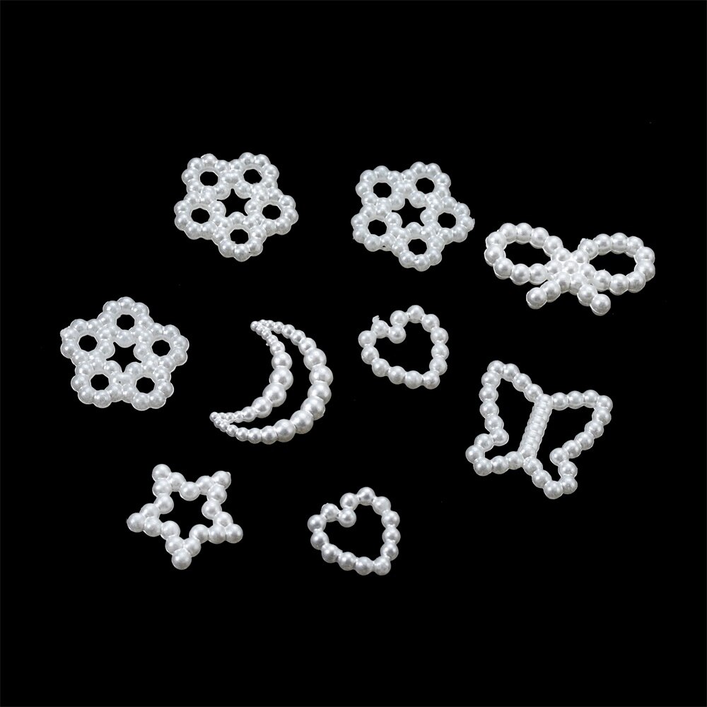 100 Pcs Butterfly Imitation Pearl Nail Art Decorative Stickers 11 Styles For DIY Bow Phone Case Glue Cabochon Decorative Crafts