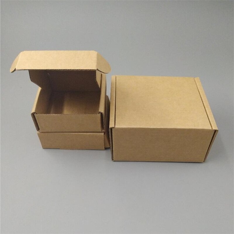 Caja de embalaje para correo postal, embalaje corrugado kraft marrón, 9x9x3cm, sin impresión