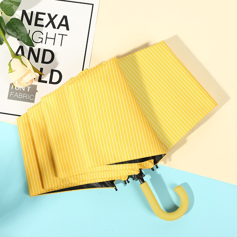 Top paraplu heren regen dames winddicht grote paraplu's buiten zonnig anti-zon 3 opvouwbare krijtstreep paraplu: Krijtstreepgeel