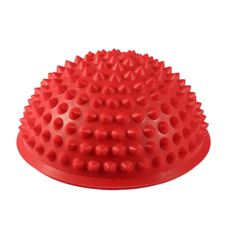 Duurzaam Pvc Spiky Half Ronde Massage Bal Trigger Punt Hand Voet Pijnbestrijding Fitness Fascia Oefening Yoga Bal Gezondheidszorg tool: Rood