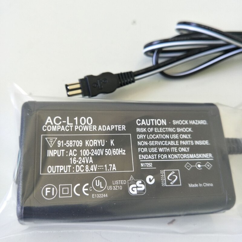Ac -l100 lader til sony ac -l100 ac-l15 ac-l10 ac-l15a ac -l10a dsc -s30 f707 f717 f828 dcr-trv dcr-dvd 100 dvd 101 dvd 200 dvd 201