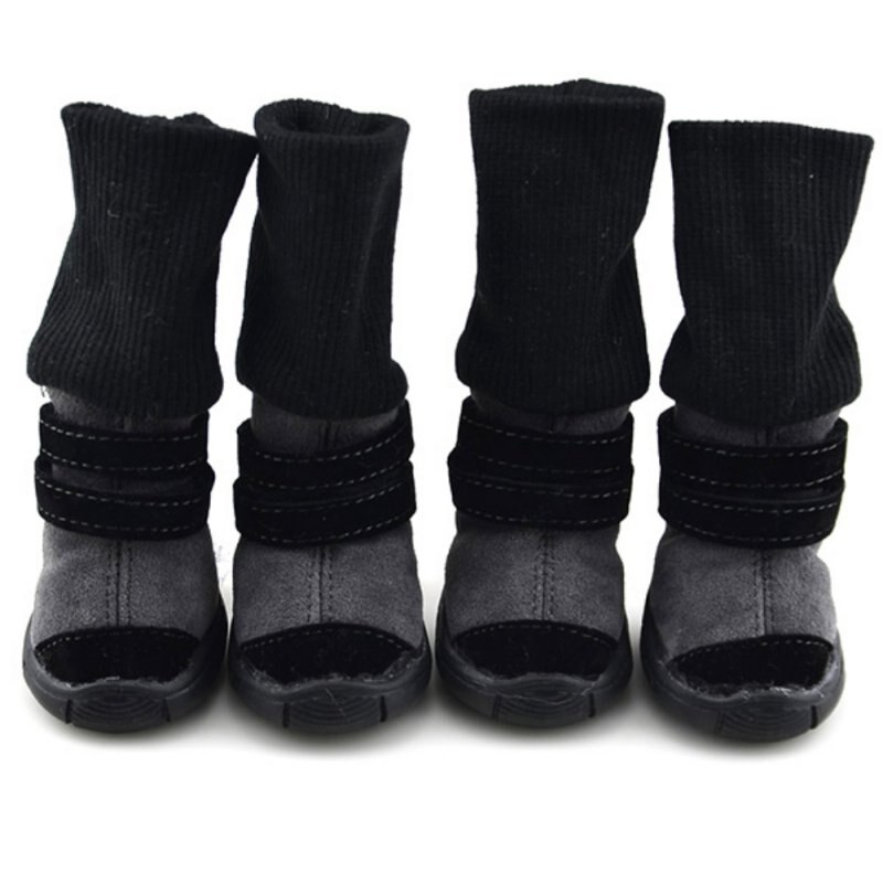 Huisdier Winter schoenen antislip Cotton Lederen Kasjmier Warm Booties Laarzen Riem Decoratie Hond Herfst winter Schoenen Schoeisel Voor honden: B / S
