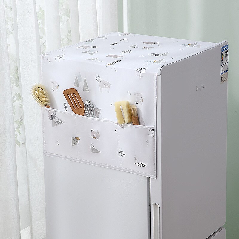 Cubierta blanca antipolvo para refrigerador, con bolsa de almacenamiento, cubierta impermeable para muebles, patrón de necesidad diaria Simple: color 09