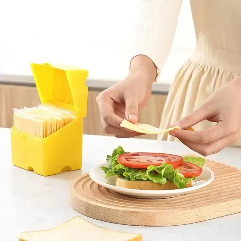 Sliced Cheese Storage Container Plastic Butter Block Lid Box Cheese Slice Saver with Holder Flipped Sliced Cheese Storage Box