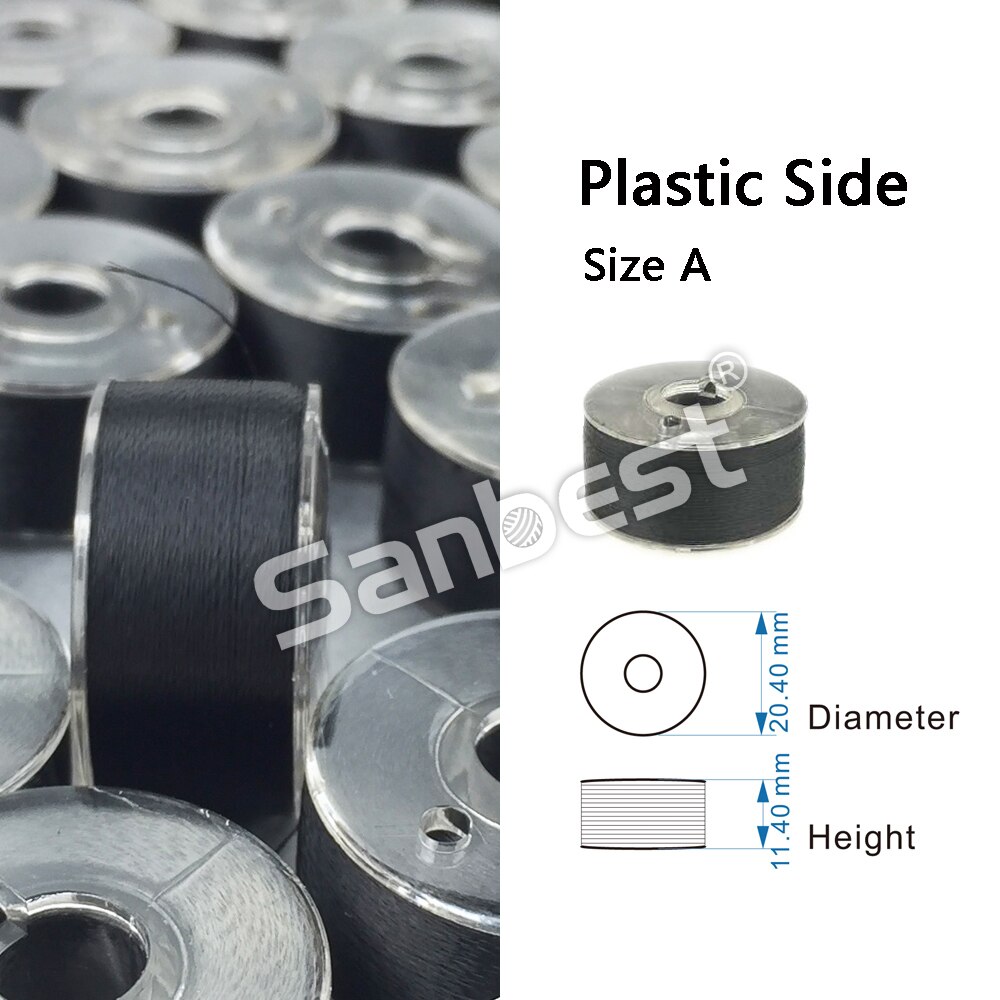 Sanbest Class 15 Prewound Bobbin Thread For Machine Embroidery White &amp; Black High Tenacity 60wt/40wt A Size TH00023