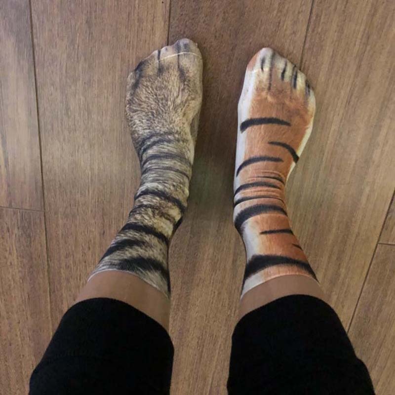 Dier Poot Crew Sokken Grappige Leopard Tijger Katoenen Sokken Voor Vrouwen Kawaii Voorraad Kat Hond Paard Zebra Varken Poot voor Party