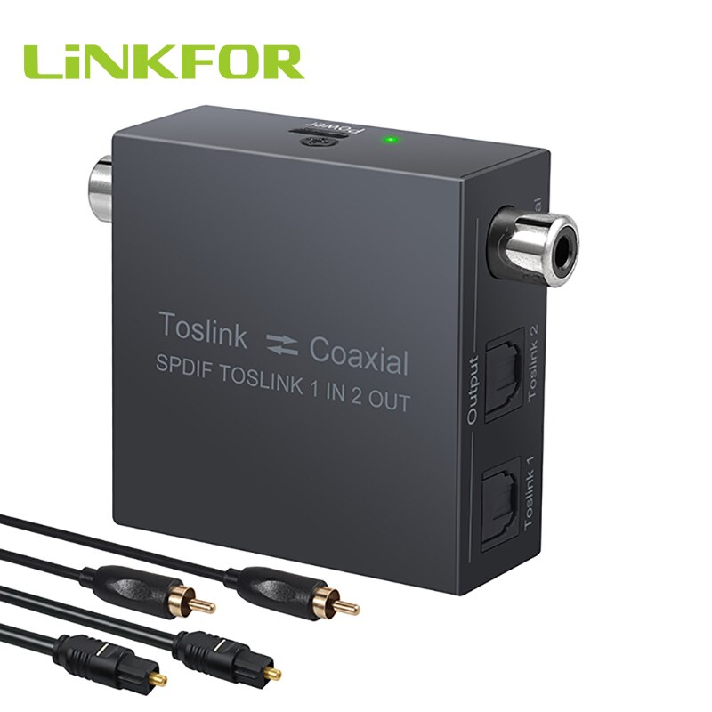 Linkfor 192Khz Digitale Audio Converter Optische Spdif Toslink 1 In 2 Out Splitter Coaxiale Optische &amp; Optische Te coaxiale Schakelaar