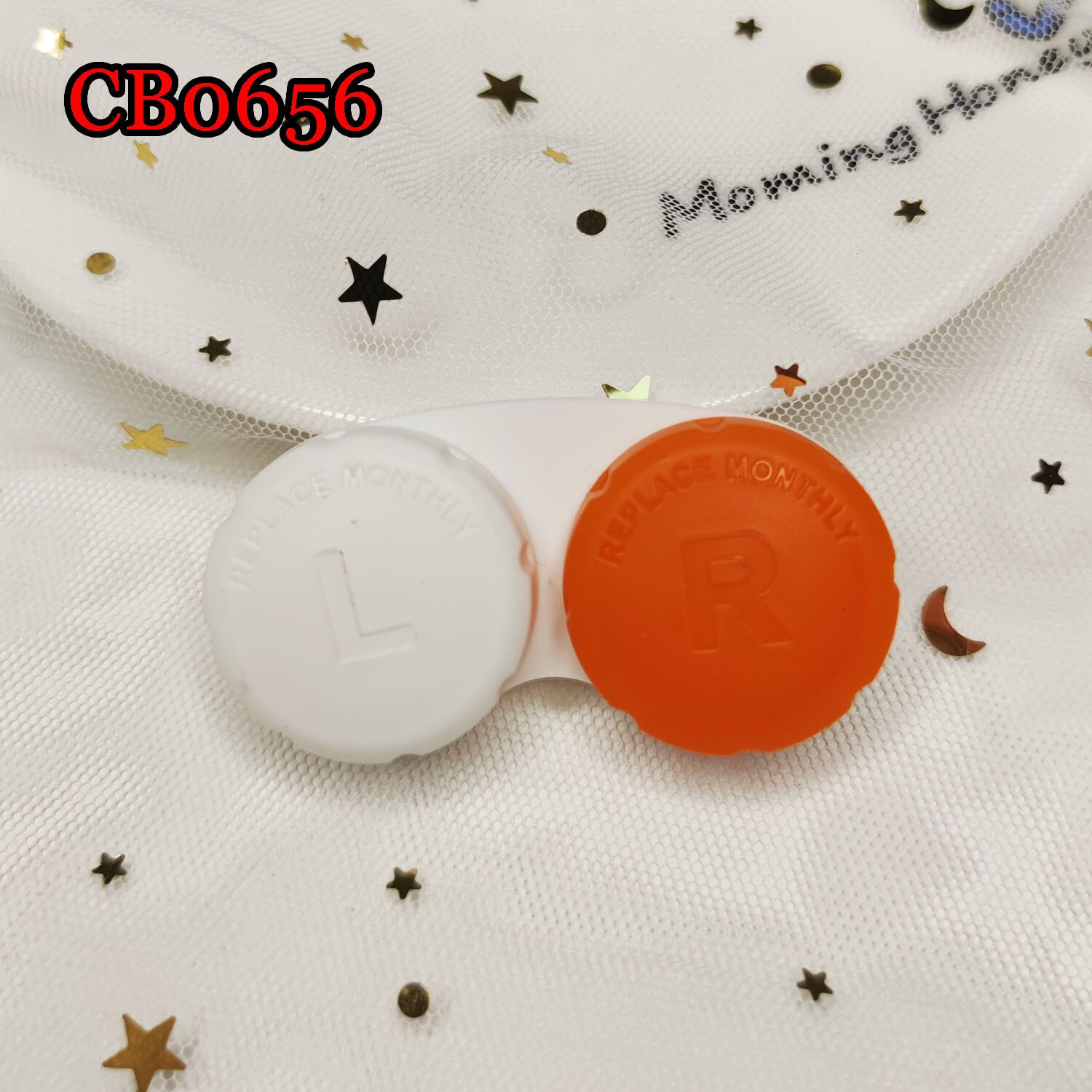 Candy Color Contact Lens Case Pocket Box Convenient Travel Box for Lenses Container CB0656: Orange