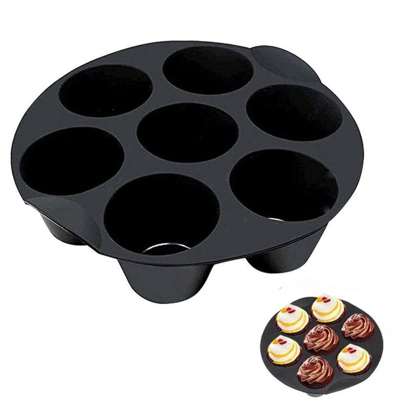 7 Zelfs Siliconen Muffin Cake Cups Bakken Zwart Muffin Airfryer Hoge Mallen Pan Air 3.5-5.8 Fit Friteuse cupcake Accessor T4H5