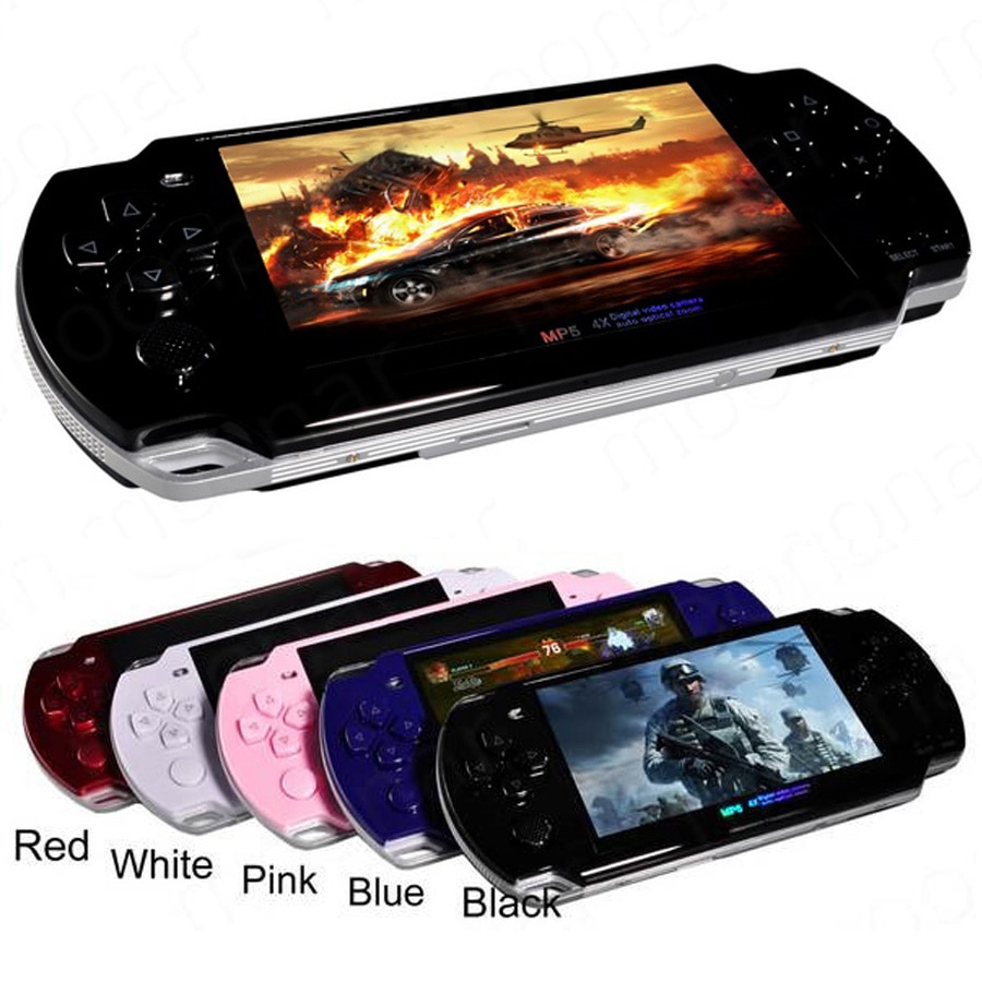 Libre construido en 5000 juegos, 8GB 4,3 pulgadas PMP mando de juegos MP3 MP4 MP5 Player Video FM Cámara consola de juegos portátil niños