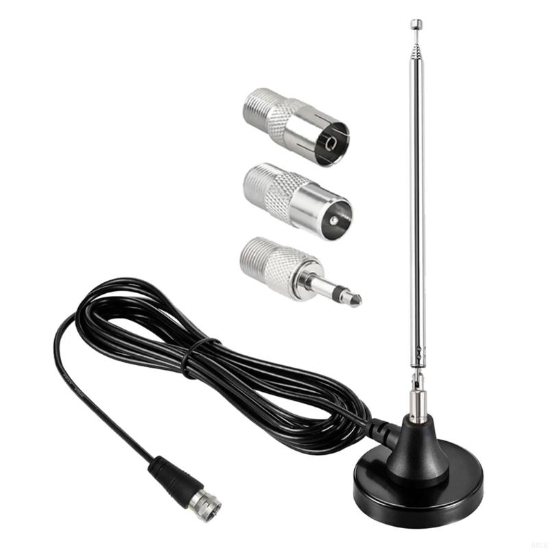 75ohm FM Telescopic Antennas Household Amplified Antennas with 3 Adapters FM Radio Antennas DAB FM Antennas High Gains