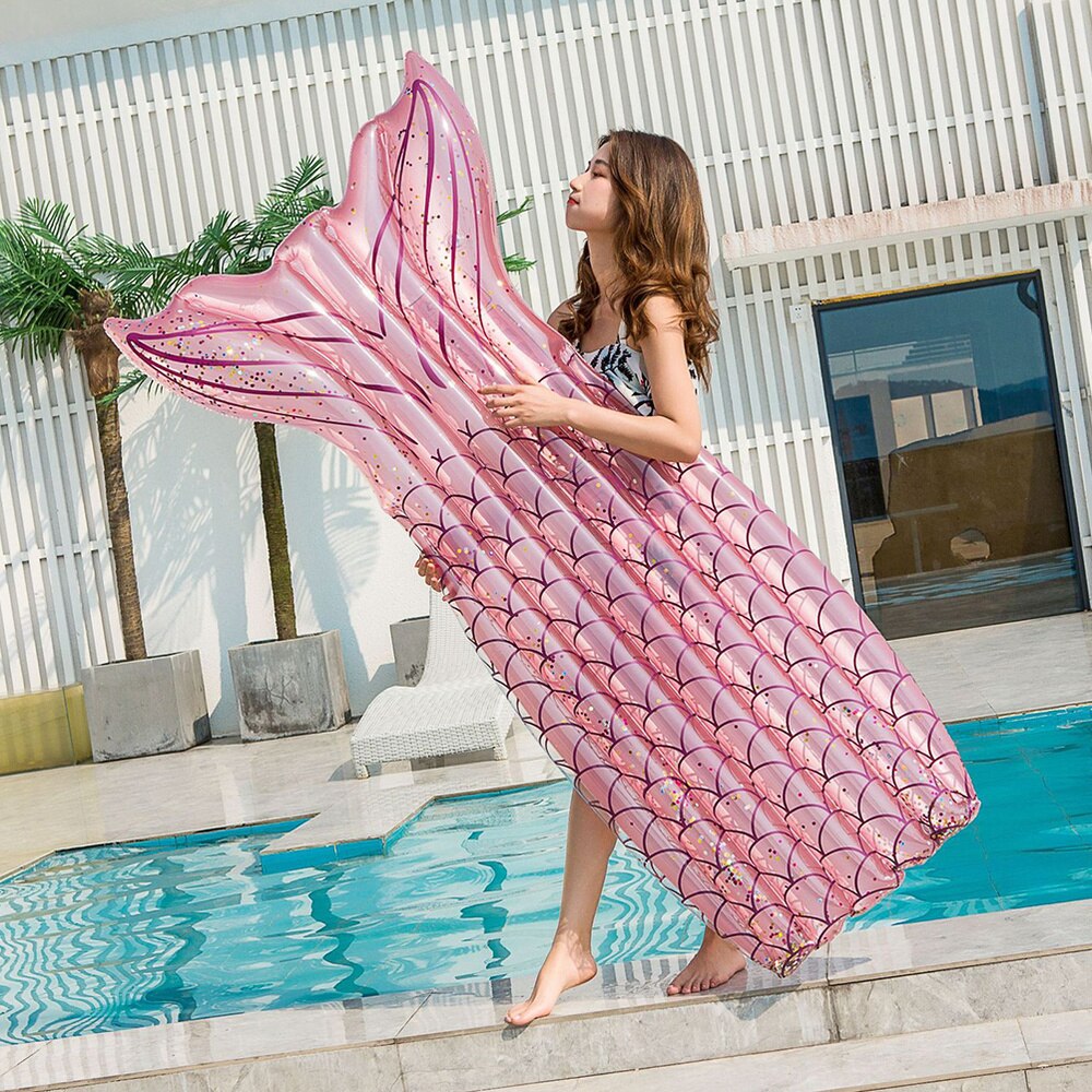 1PC Fish Tail Shape Float Bed Inflatable Floating Bed for Girls Students