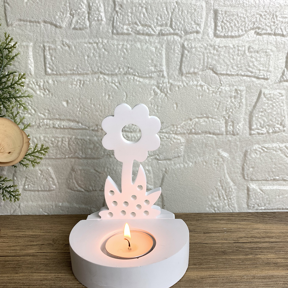 Molde de silicona para candelabro de flores, portavelas DIY para luz de té, molde de fundición de yeso y cemento, moldes artesanales de resina epoxi de girasol