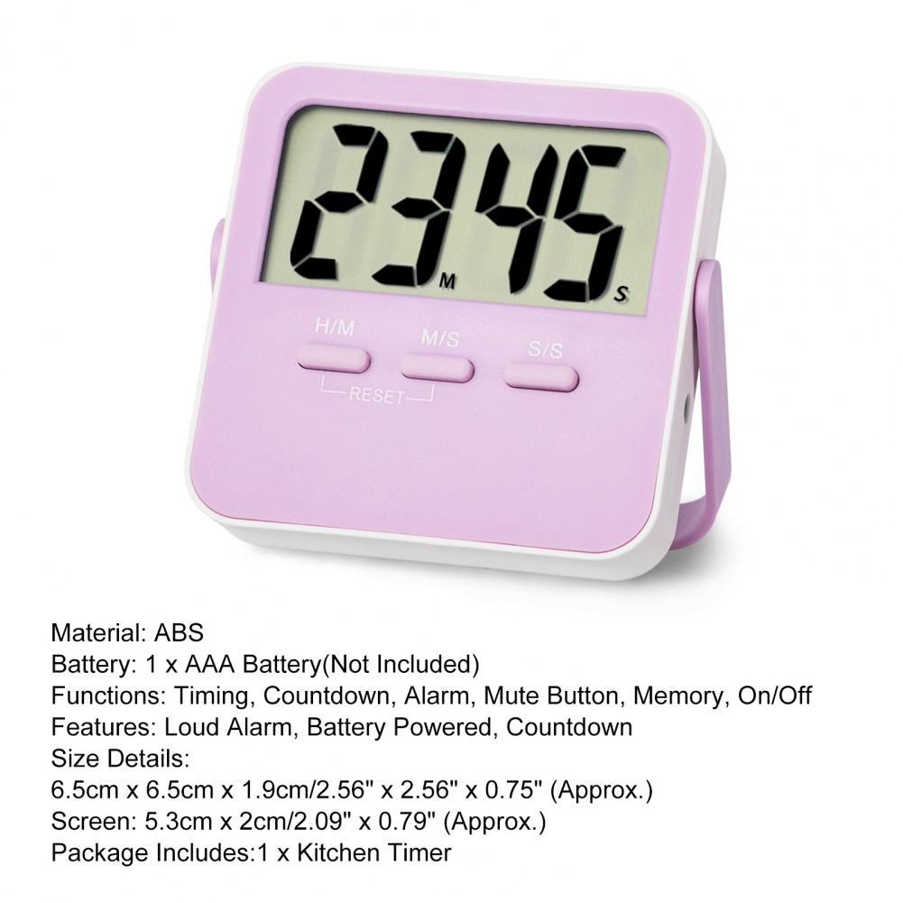 Electronic Digital Timer for Kitchen Cooking Shower Battery Powered LCD Display Kitchen Timer for Sports