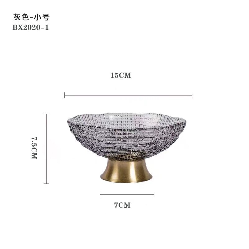 Ronde Crystal Glas Fruit Lade Salontafel Woonkamer Decoratie Gedroogd Fruit Snoep Opbergvak Woondecoratie: S