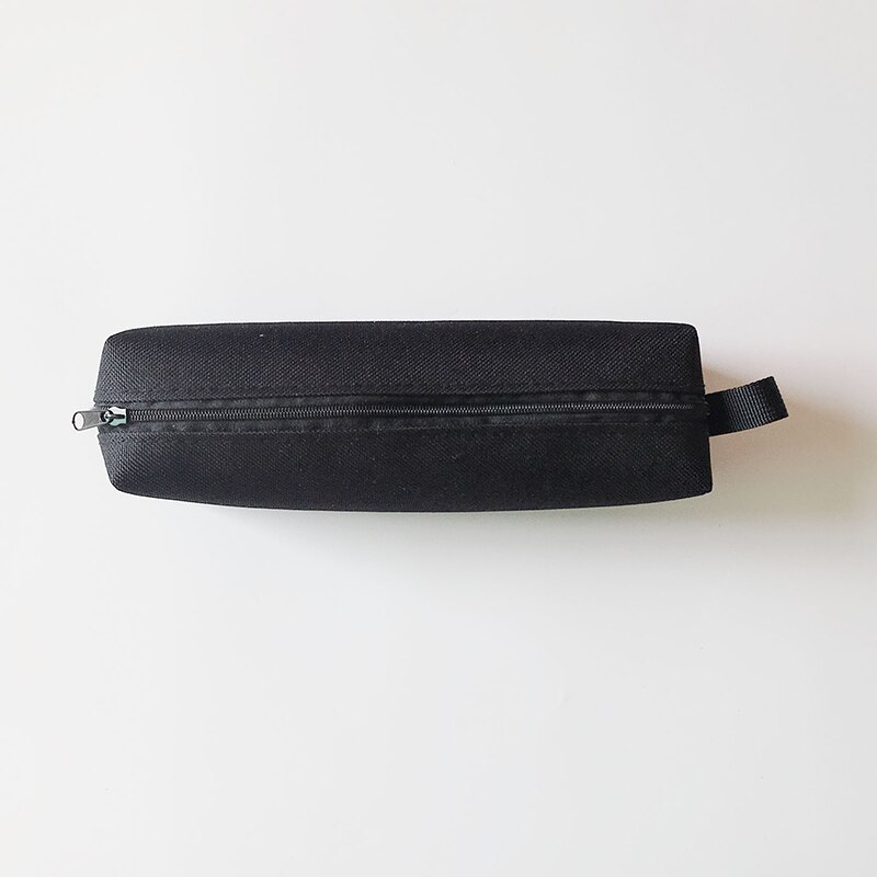 Pencil Case Makeup Bag Canvas Zipper Pen Bag Box Solid Cosmetic Bag School Stationery Bag Cosmetic Brush Bag For Girl Boy: Black