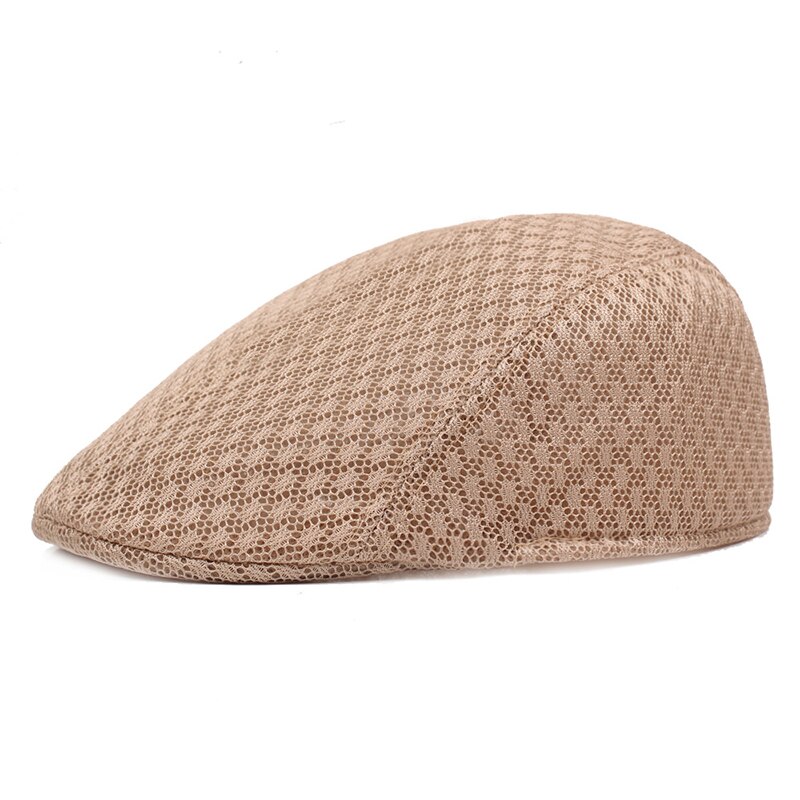 Novedad de , gorras tipo boina de verano informales a la para hombres, gorras con visera de malla, boinas de rejilla, sombreros, gorro transpirable ajustable: Caqui