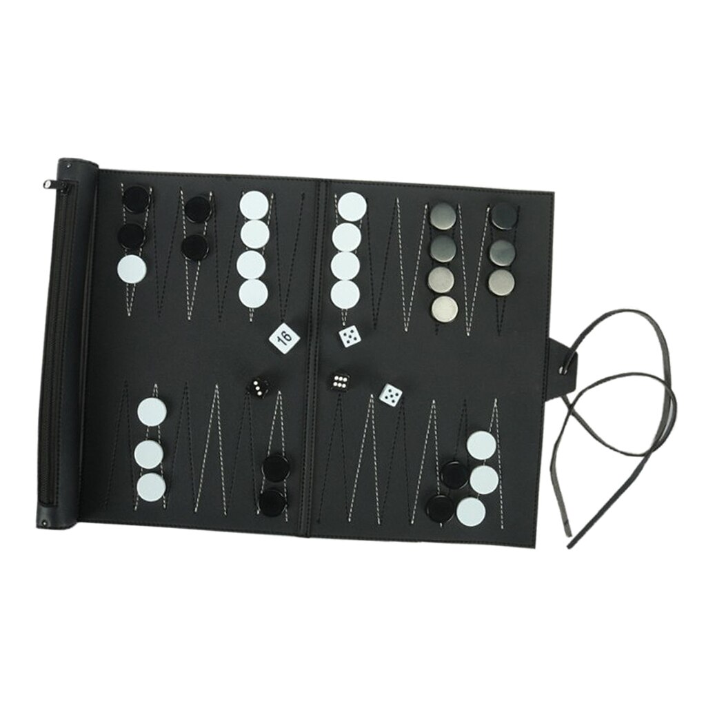 backgammon Rotolo-su in pelle PU portatile classico per impostato da gioco per bambini adulti