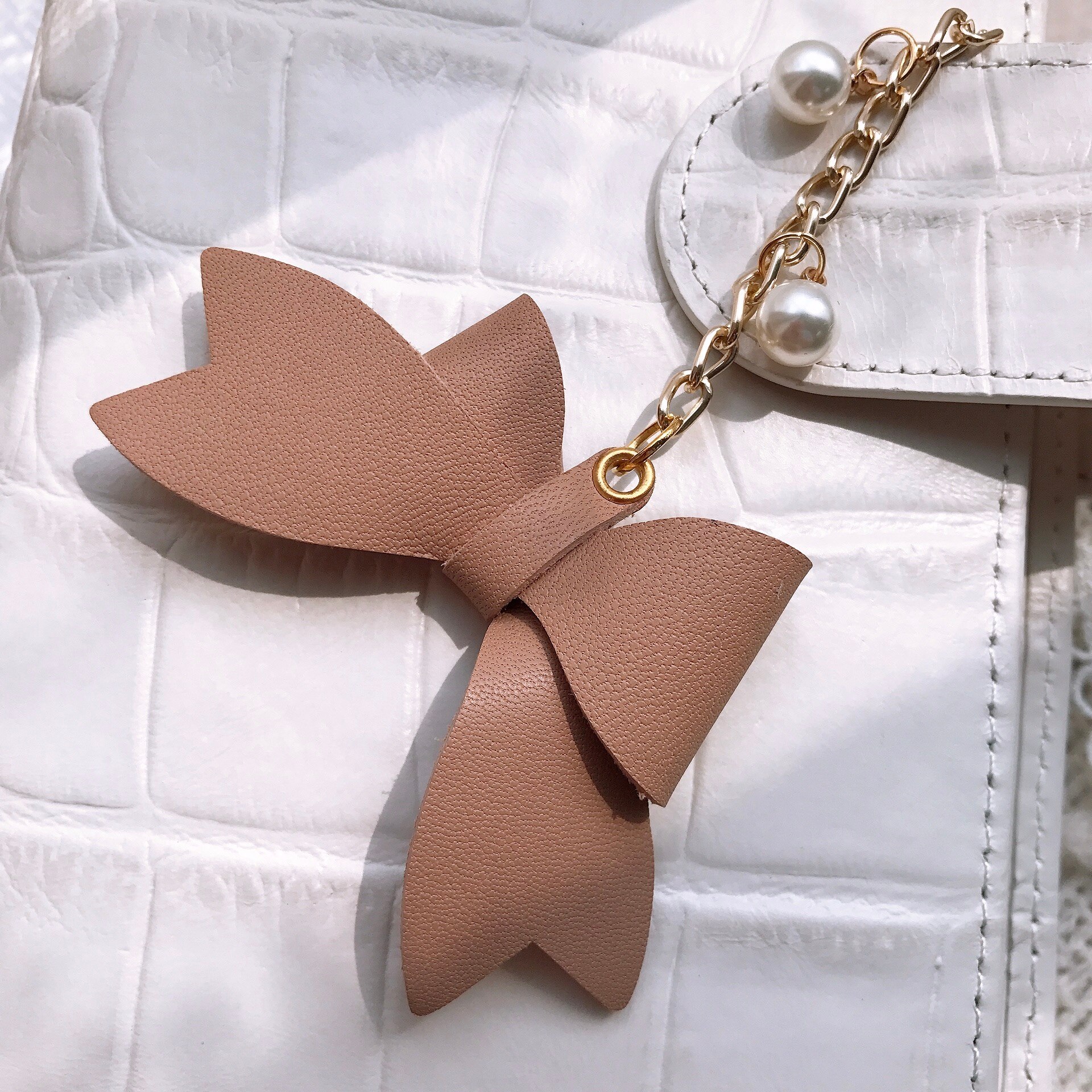 Pendentif en peau d&#39;agneau avec nœud papillon en perle, pour Journal, carnet de notes, décoration douce, accessoires mignons pour planificateur