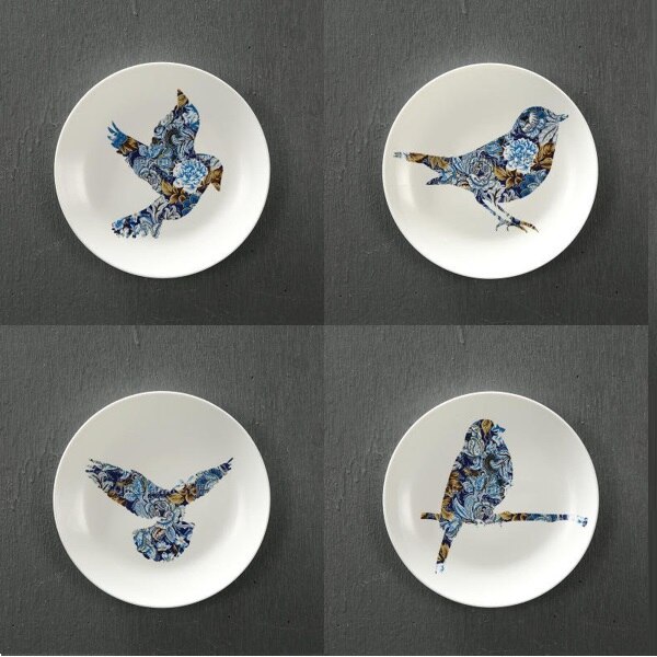 Placa decorativa de cerámica con de pájaro volador, placas colgantes de pared para decoración del hogar