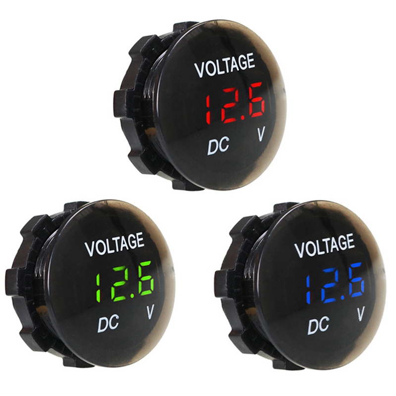 Medidor de voltaje de la motocicleta del coche con el Interruptor táctil impermeable redondo Auto medidor de voltaje del barco 12-24V LED voltímetro Digital del Panel