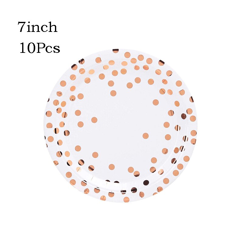 Rose Gold Party Disposable Tableware Set Wedding Birthday Party Table Decoration Paper Cups Plates Straws Baby Shower Supplies: 2