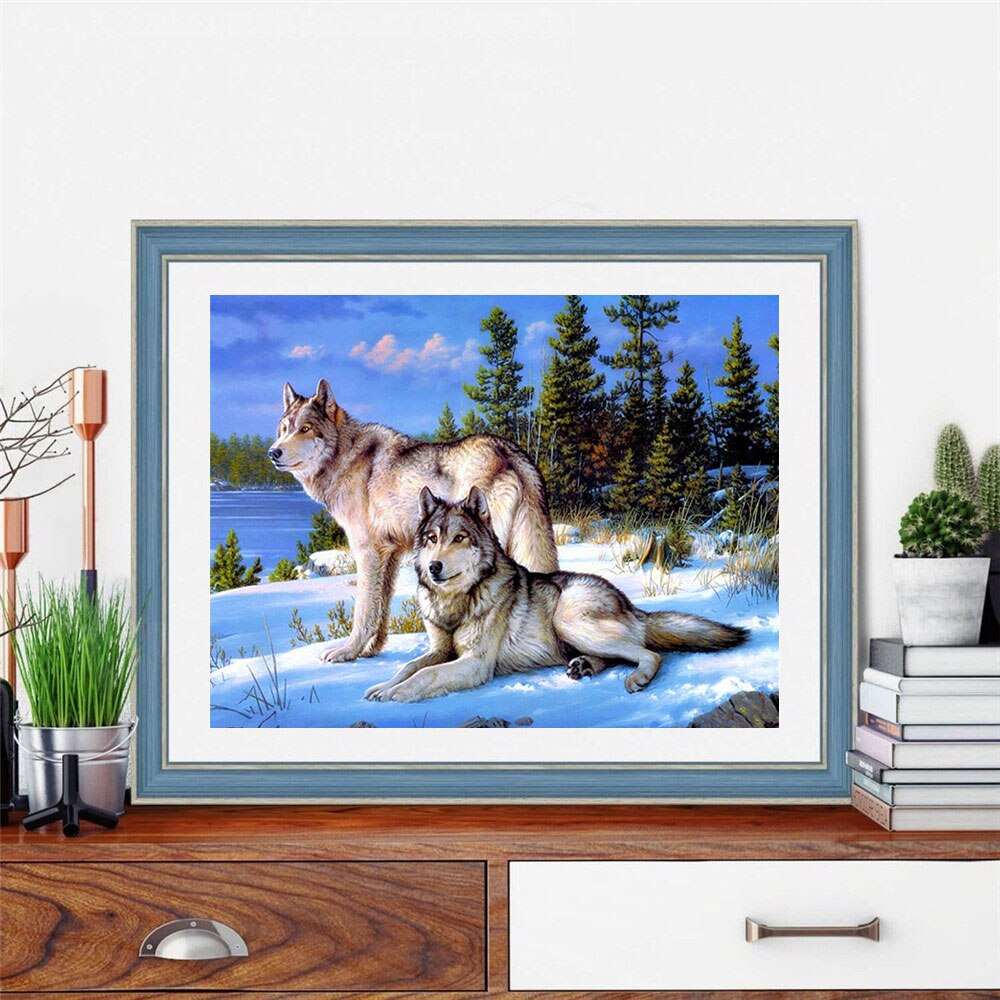 AZQSD 5d Diy Diamond Mosaic Wolf Diamond Painting Animal Home Decor Diamond Embroidery Picture Of Rhinestones Handmade