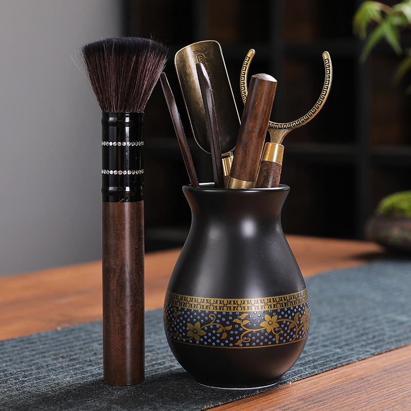 Tea Art Sandalwood Tea Ceremony Tea Set Accessories Chinese Ceramic Pen Holder Tea Clip Tea Spoon Set Tea Infuser: Style 02