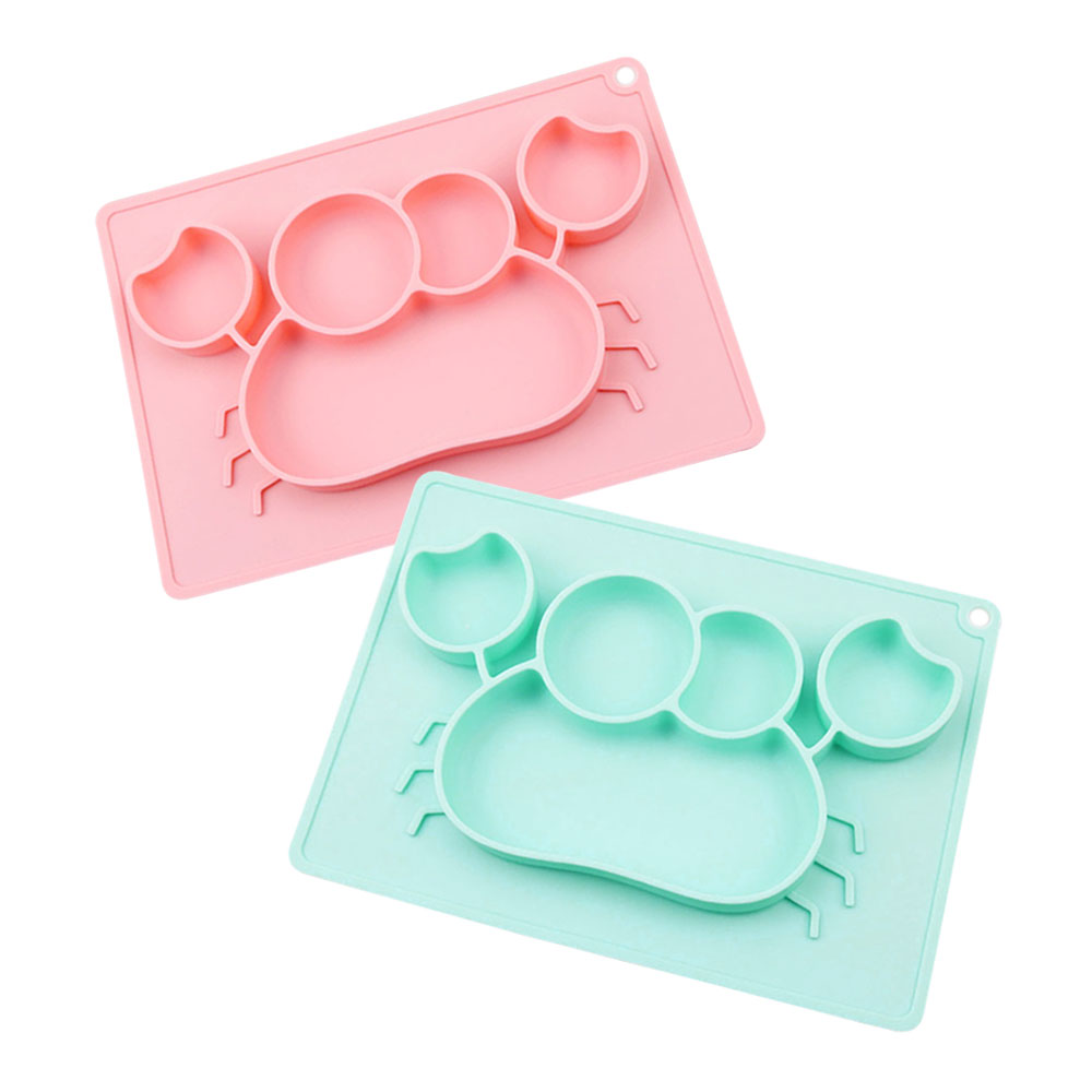 Silicone world Baby Plates Safe Silicone Dining Plate Children Dishes -proof Training Tableware Kids Feeding Silicone Bowls