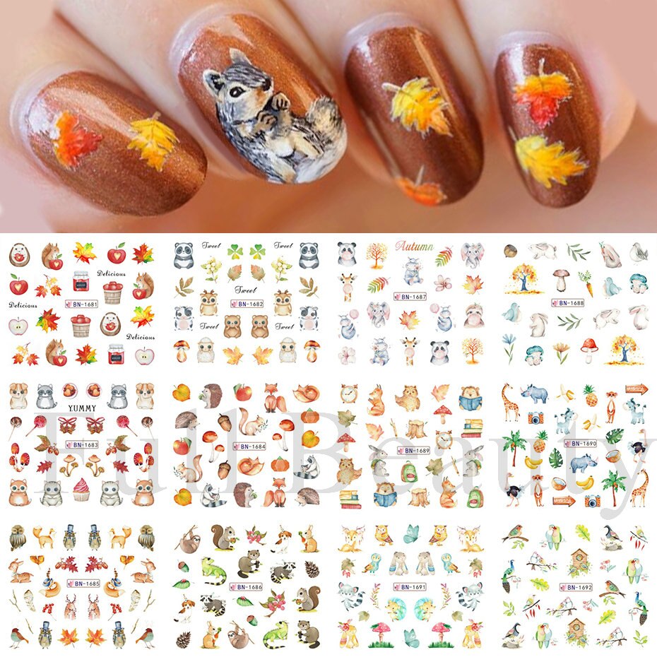 12 st jul nagelklistermärken set santa älg snögubbe vattenöverföringsreglage för naglar tecknad vinter år manikyr jibn/a -1: Bn1681-1692
