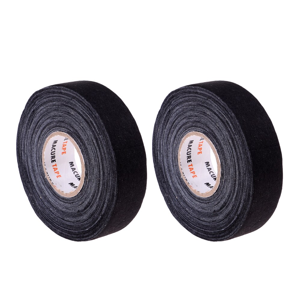 2 Roll Premium Doek Hockey / Lacrosse Stick Tape Roll, 1 Inch X 25yds Zwart