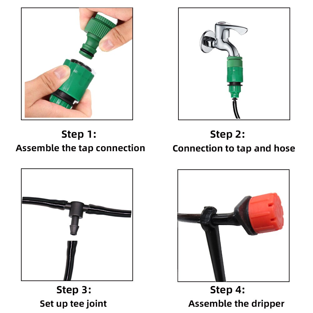 50M Smart Garden Watering System 4/7mm Hose Adjustable Dropper Kit Plant Self Automatic Watering Timer Micro Drip Irrigation Set