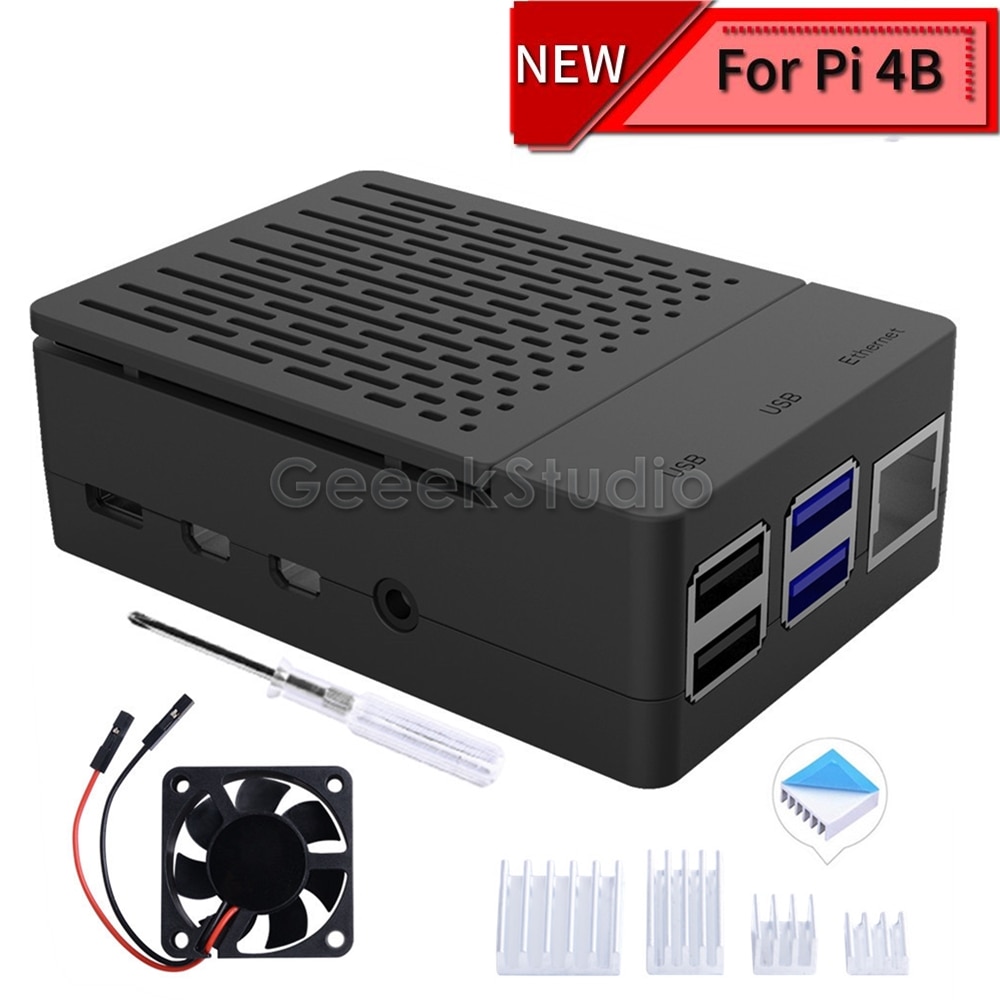 ! Abs Zwart/Wit/Clear Case Cover Behuizing Doos + Heatsinks + Koelventilator 5V 3A Voor Raspberry pi 4B Pi 4 Model B