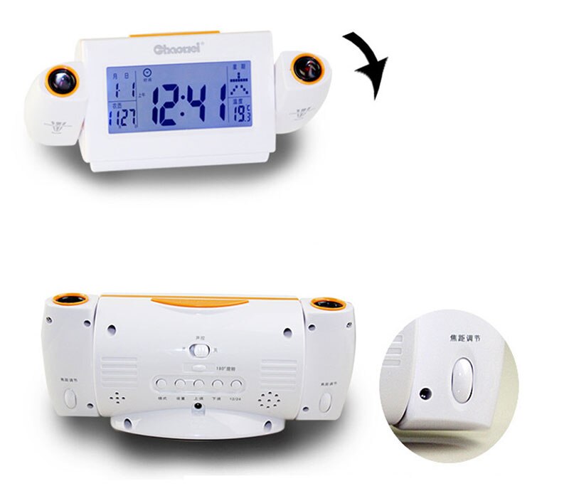 Electronic Alarm Clock LCD Display Snooze Alarm Clock LED Backlight Bell Timer Projection Digital Alarm for Bedroom