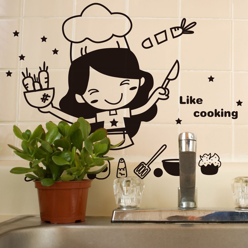 Cartoon Zoals koken keuken Muursticker Keuken restaurant decoratie Muurschilderingen Decals home decor stickers behang