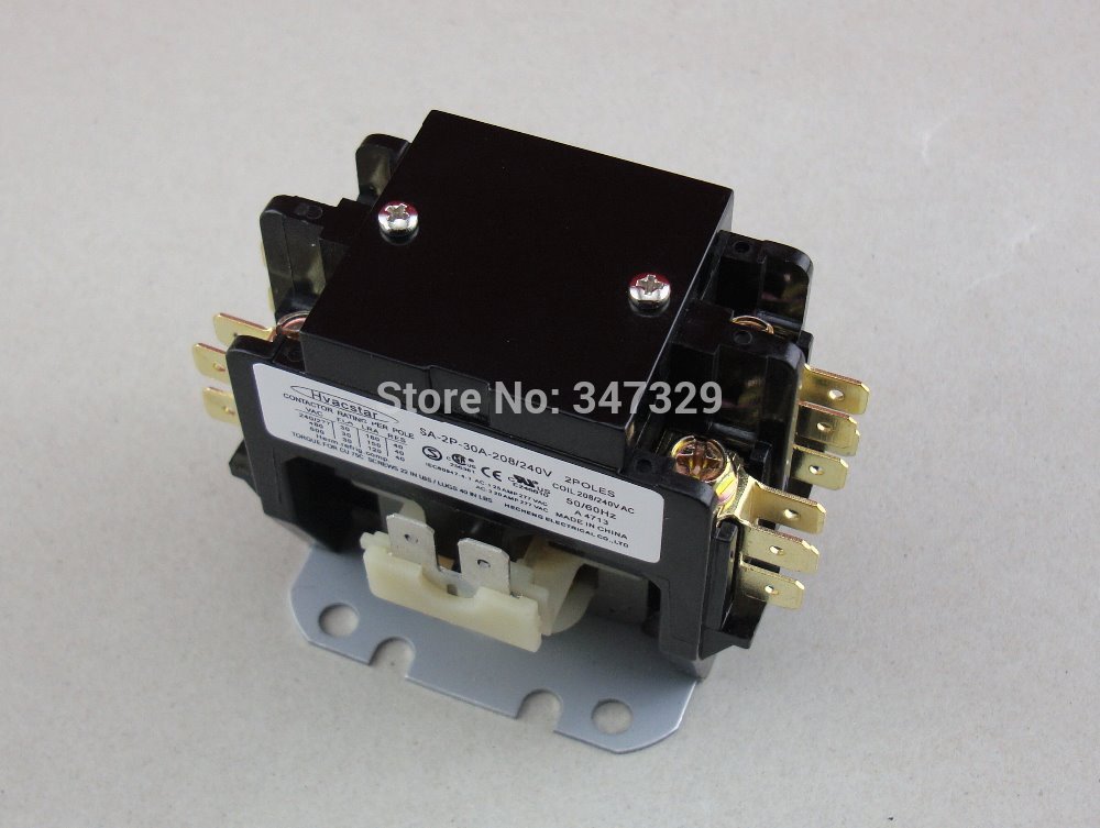 Hvacstar SA-2P-30A-208/240V Definite Purpose Contactor 2Poles 30FLA 208/240V AC Coil , DP Contactor, Air Conditioner Contactor
