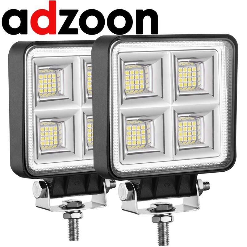 ADZOON 4inch 128W Flood Beam LED Work Light 12v 24v for Off Road Truck Bus Boat Fog Light Car Light Assembly