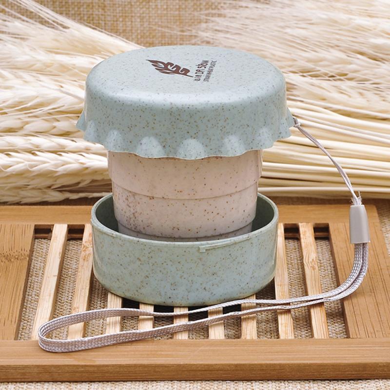 Draagbare Stro Tarwe Plastic Telescopische Drinken Folding Inklapbare Travel Cup