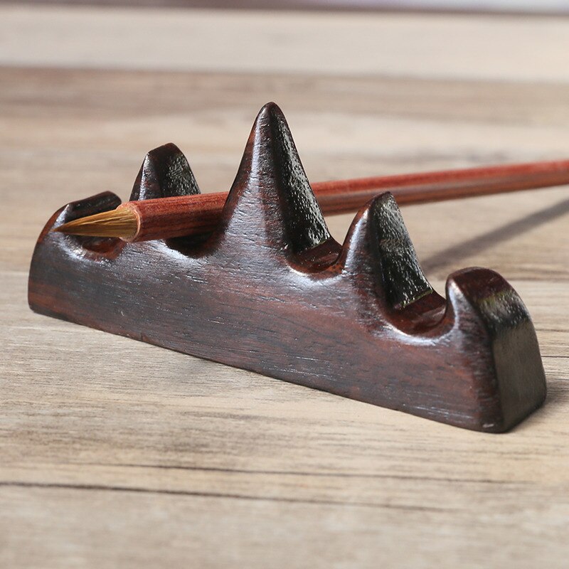 Chinese Kalligrafie Schilderij Borstel Houder Rack Studie Schat Zwart Catalpa Hout Penhouder Schrijven Praktische Studie Pen Rest