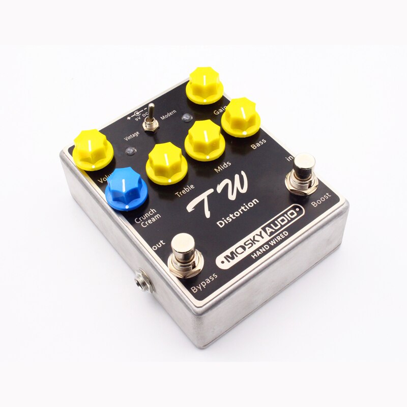MOSKY TW Distortion Guitar Effect Pedal with Capacitors/Resistors/IC Three Band EQ Effects True Bypass Full Metal Shell