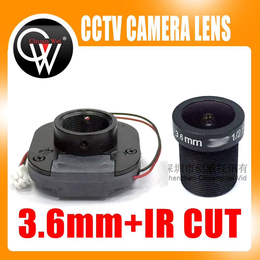 1080p 3.6mm objektiivi + ir cut -varusteet  m12 teline full hd cctv -kameran mtv-telineeseen