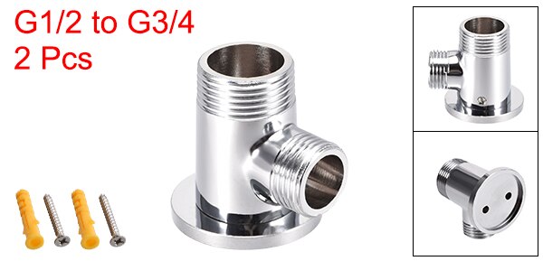 uxcell Brass Wall Mount Faucet Installation Kit for G1/2 to G3/4 Threaded Bathroom Shower System Tap Adapter Chromed Plating: 2pcs