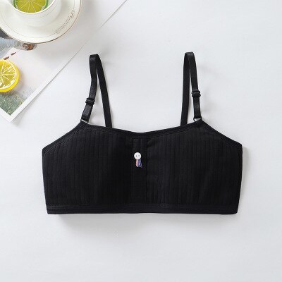 Tiener bh tops crop tieners voor meisjes ondergoed jonge tiener ondergoed katoenen lingerie kinder trainingsbeha tienerkleding: Zwart