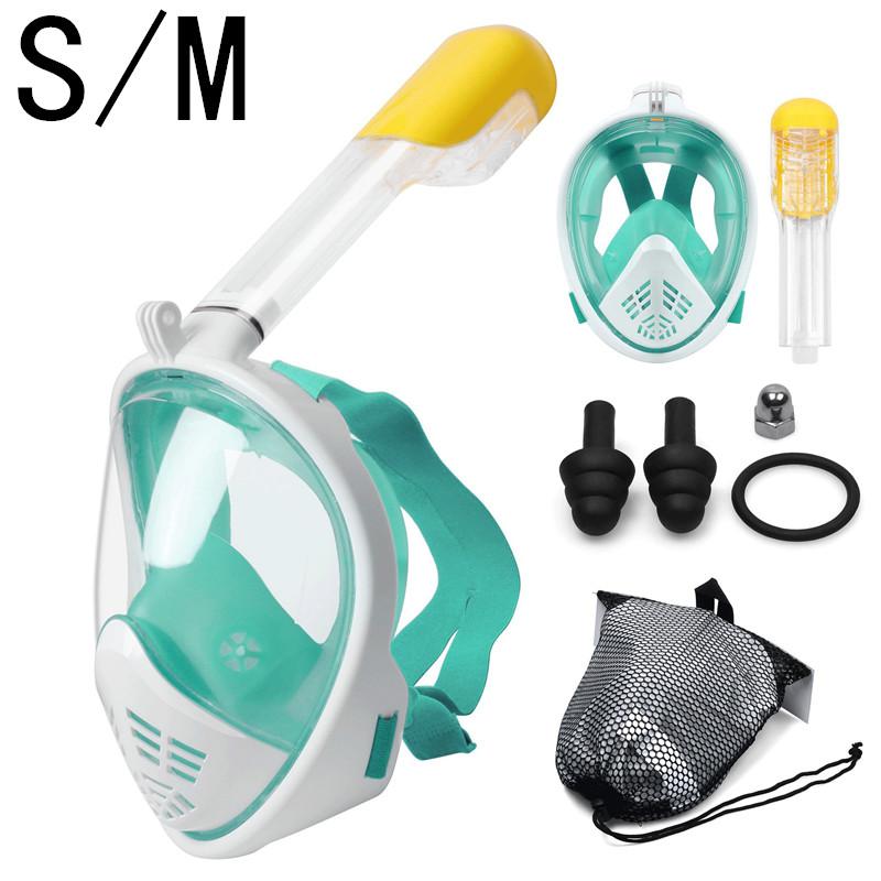 máscara de buceo máscara de buceo subacuática Anti niebla máscara de Snorkel de cara completa mujeres hombres niños natación Snorkel equipo de buceo: N08 S M