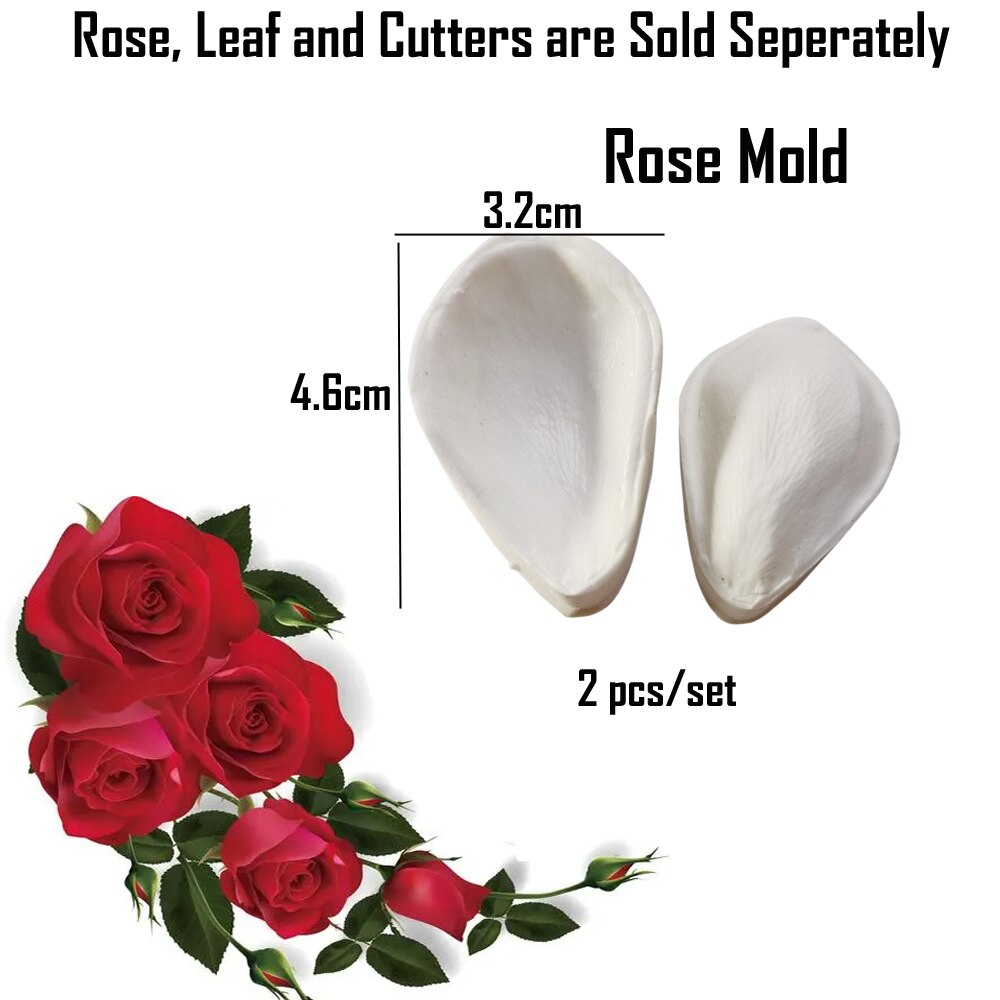 Rose Flower Petal Silicone Mold Form Cake Decorating Tools Fondant Sugarcraft Gumpaste Chocolate Baking Clay LeafMould M2882: B