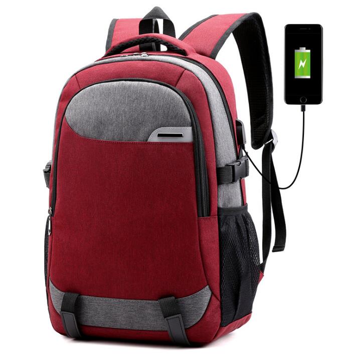 Chuwanglin mann laptop rucksack usb lade rucksäcke casual stil taschen große männliche business reisetasche rucksack H8009: Rot