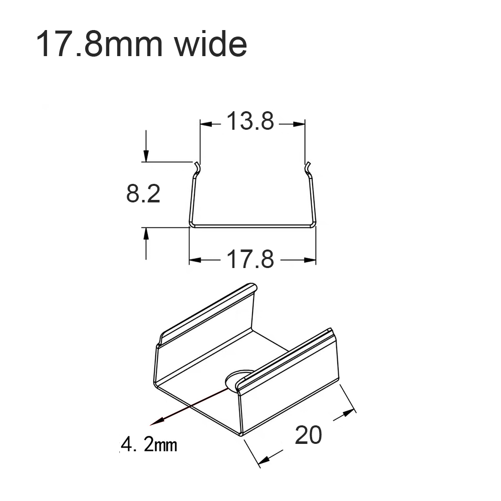 Clips de montage pour support de bande led, 17mm 14mm de largeur pour fixer la bande lumineuse 5050 5630 bande LED Flexible RGB LED: 10pcs For U 17.8mm