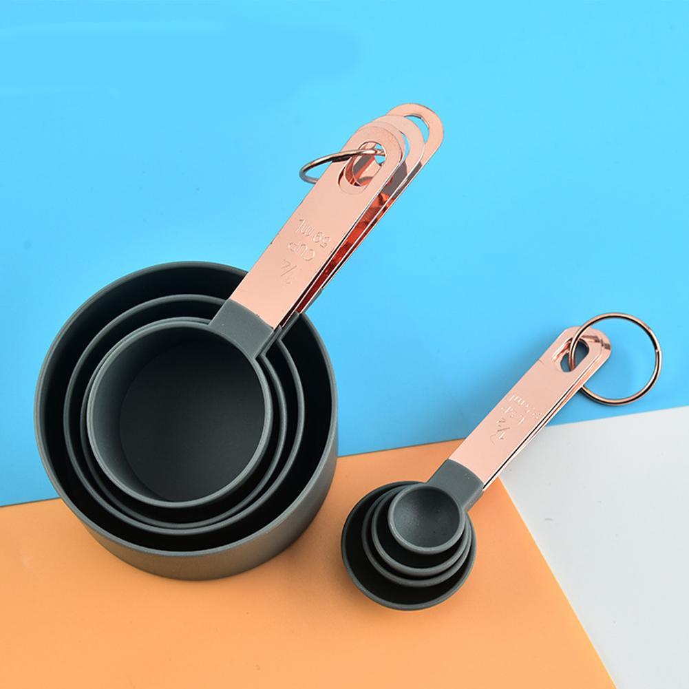4Pcs/Set Steel Measuring Cups Spoons Kitchen Measuring Cup Cooking Set Handle Baking Steel Tools Measur P5S4