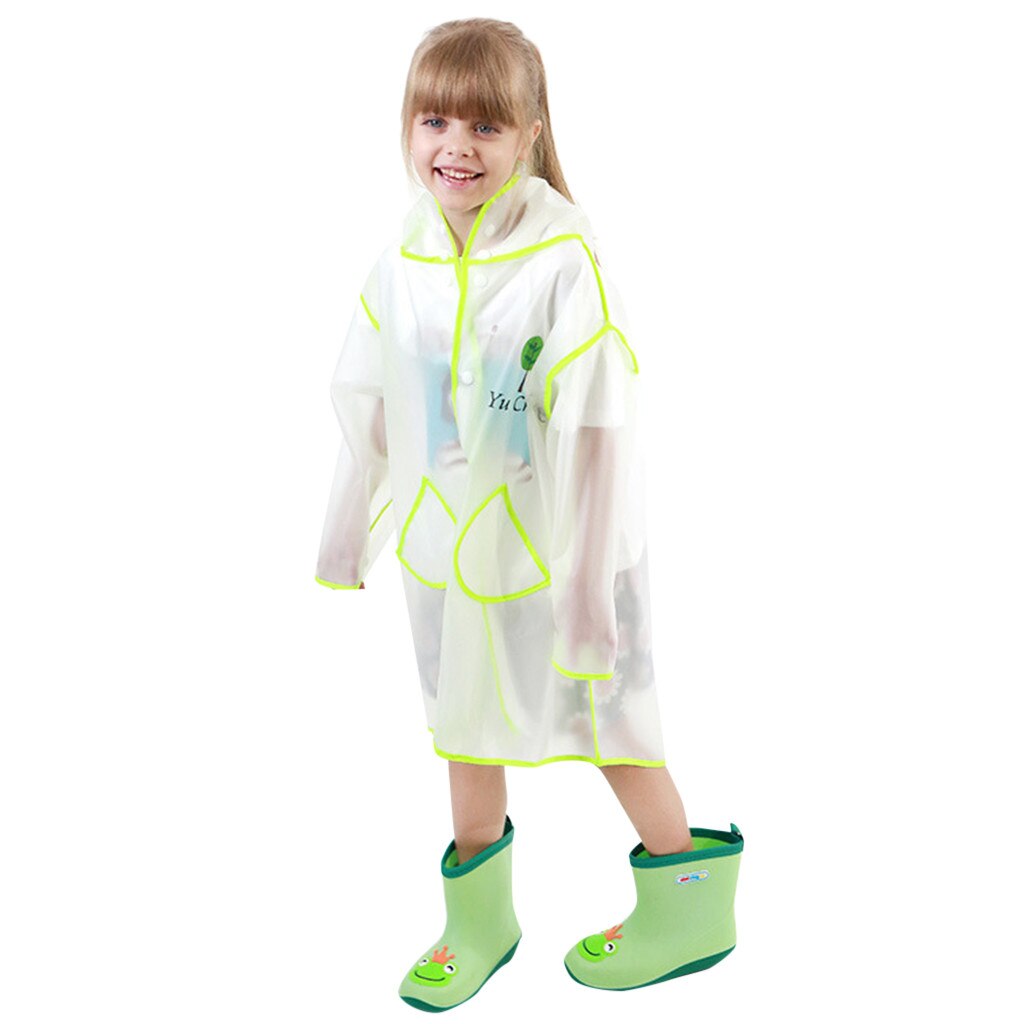 Kids Raincoat Clear Rain Jacket Rain Coat Rain Wear for Baby Girls Childr: GN / XXL