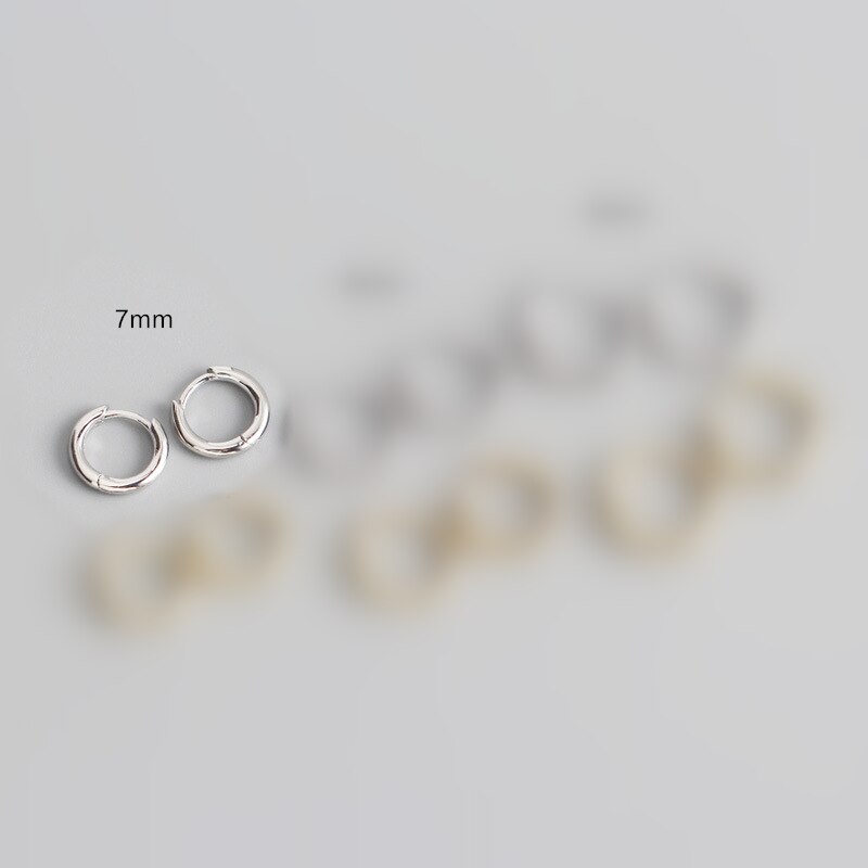 925 Sterling Zilveren Oorbel Mode Zirkoon Kruis Oor Ring Ronde Oor Bot Nagel Oor Gesp Eenvoudige Wilde Trend Jongen Meisje oor Sieraden: 1 pair silver 7mm